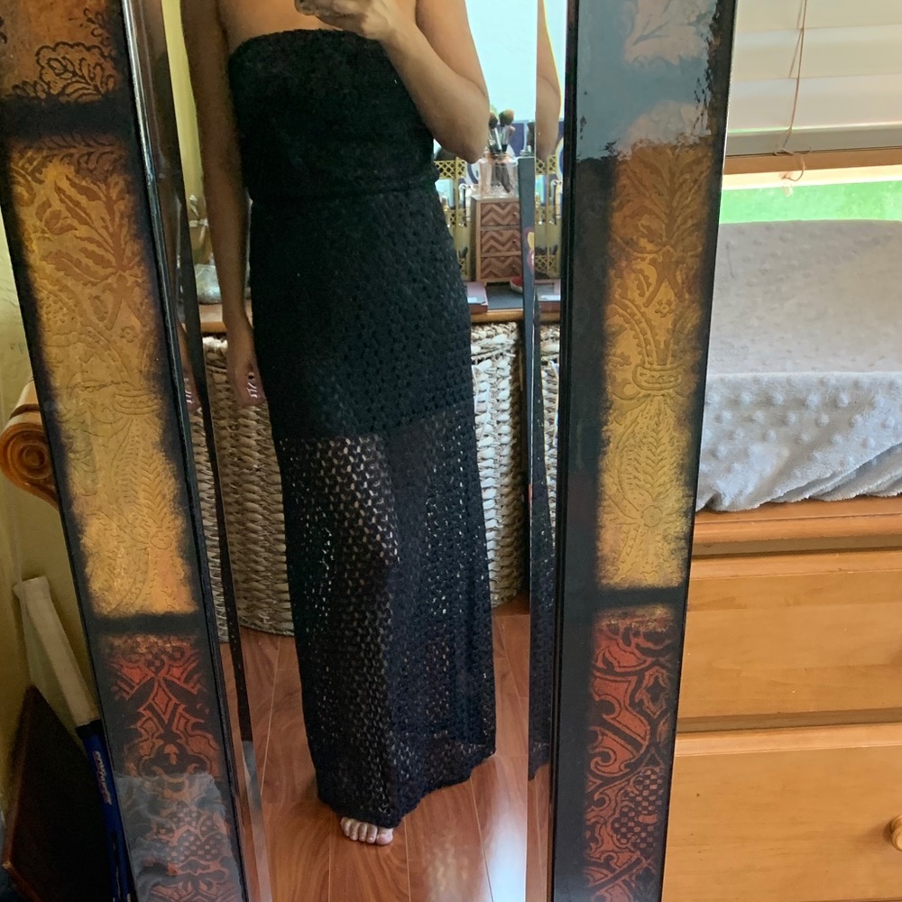 Black strapless dress